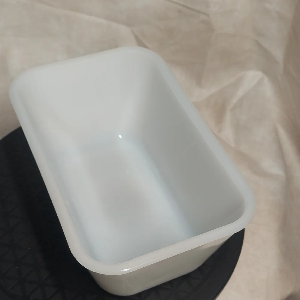 Vintage Jeannette Glasbake J-805 Milk Glass Loaf Dish W/ Lid UEC
